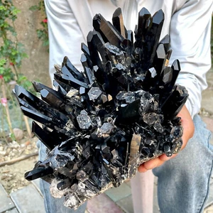 12.01LB Large Natural Smoky Black Quartz Cluster Crystal Specimen Healing - Picture 1 of 12