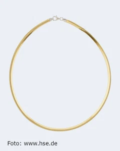 Sterlingsilber Wende-Omegareif rhodiniert und goldplattiert, bicolor-Look, 45 cm - Bild 1 von 2