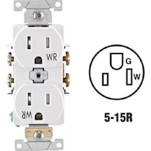 4-Leviton 15A White Tamper & Weather Resist Commercial Grade 5-15R Duplex Outlet - Picture 1 of 1