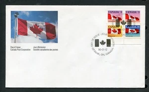 CANADA 1990, FLAGS, BOOKLET CONTAINING 4 STAMPS, Scott 1189a ON F.D.C. - Picture 1 of 1