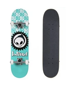 Blind Skateboards Checkered Reaper Complete Skateboard 7.375, Teal Birthday - Picture 1 of 3