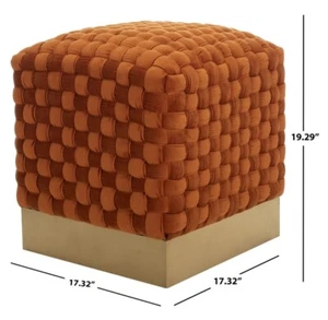 Safavieh RAVYN WOVEN VELVET OTTOMAN, Reduced Price 2172733709 SFV4708E - Picture 1 of 5
