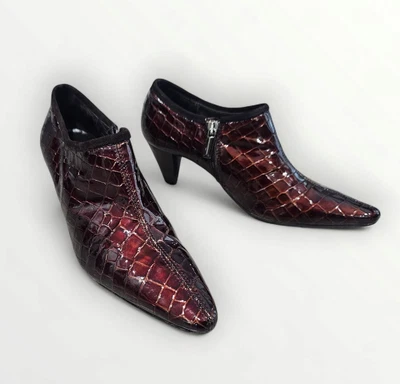 Botines AQUATALIA Mujer Marrón Rojizo Charol Cocodrilo Repujado 7.5M Foto 1 de 4