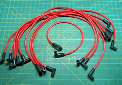 Cable Bujía CHEVY SBC 8,0 mm Rojo Silicona 90 grados Extremos de alto rendimiento Foto 1 de 4