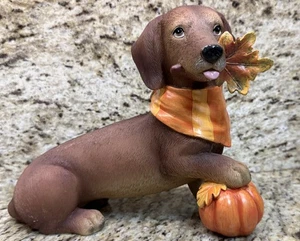 Thanksgiving /Fall Dachshund Doxie With Handkerchief Statue Decor - Picture 1 of 11