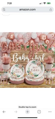 Decoraciones Baby Shower NUEVO SELLADO Dulce Bebé Niña Platos Servilletas Banner Foto 1 de 4