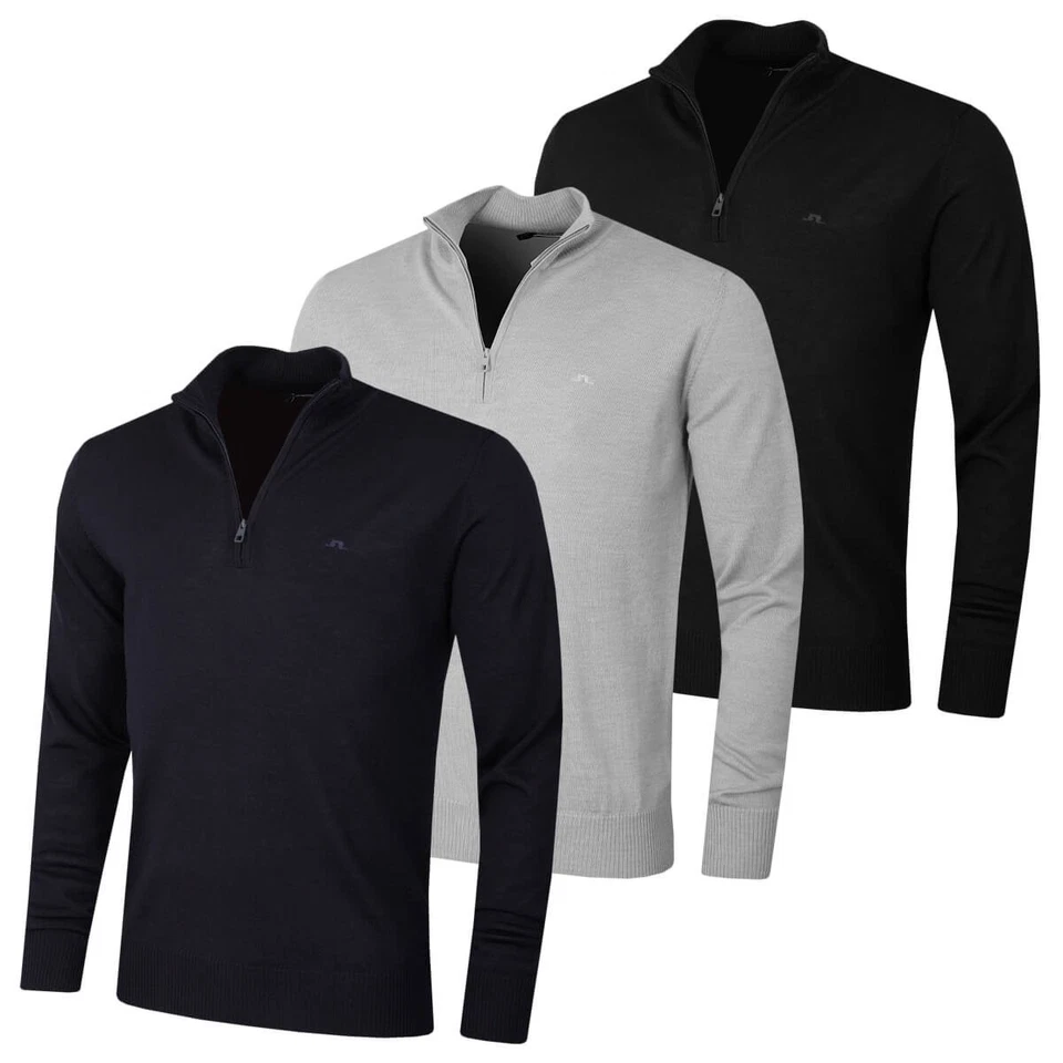 Suéter de golf J.Lindeberg para hombre mezcla merino cuello alto 1/2 cremallera 38 % de descuento precio de venta sugerido por el fabricante