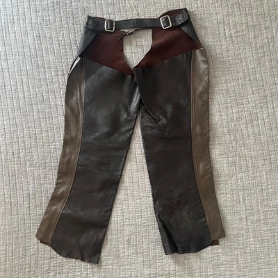 Gorras de cuero marrón para mujer motociclista montar vintage dos tonos con cinturón talla M Foto 1 de 4