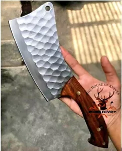Cuchillo de chef de acero al carbono de 13", cuchillo cuchillo de carnicero cuchillo con cubierta de cuero - Imagen 1 de 5