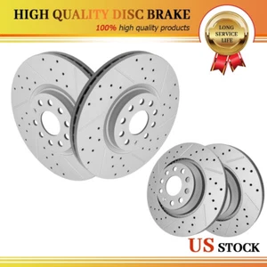 Front & Rear Drilled Brake Rotors for 2018 2019 2020 2021 VW Atlas Cross Sport - Picture 1 of 6