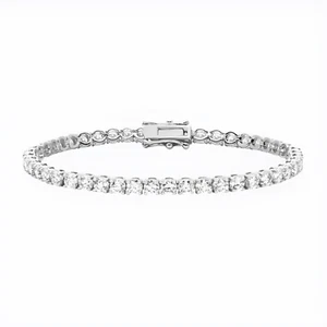 Brazalete para mujer de oro blanco de 18 quilates de 6 quilates corte redondo GLI HRD diamante cultivado en laboratorio - Imagen 1 de 6