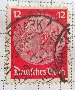 Germany Reich stamps - Paul von Hindenburg 12 pfennig 1933 Sg:DR 500A - Picture 1 of 1