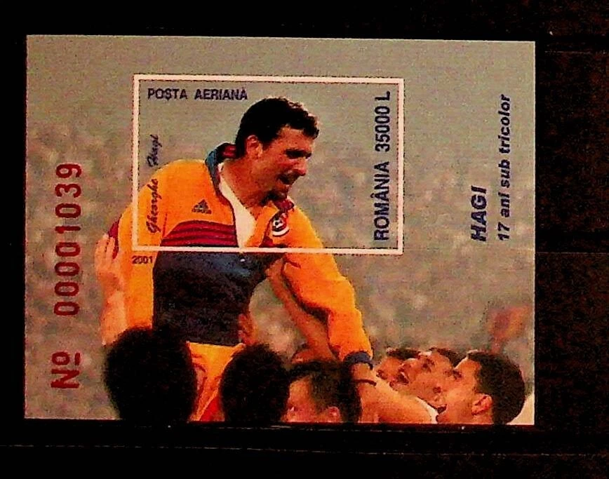 ROMANIA Sc 4447 NH SOUVENIR SHEET OF 2001 - SOCCER - G.HAGI - Image 1 of 1
