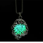 Men Vintage silver plated Green Luminous Pendant Coend Personality Necklace
