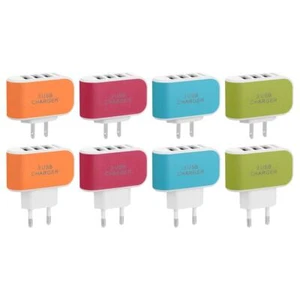 Portable European Plug 3 USB Ports Travel Charger Multi Power Adapter Charger - Photo 1/14