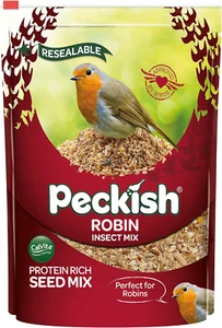 Peckish Robin Bird Seed and Insect Mix, 1 kg,brown