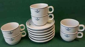 SET 6 TAZZINE + PIATTINI CAFFÈ PORCELLANA TOGNANA AERONAUTICA MILITARE. AC1/AC20 - Foto 1 di 10