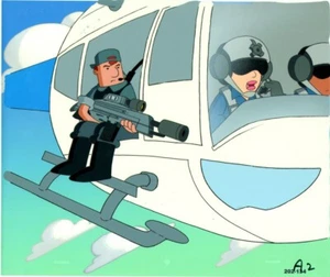 RARE DILBERT Cel w/Helicopter Snipers Seeking Killers of NOBEL PRIZE Winners - Picture 1 of 3