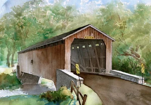 Tarjetas de notas artísticas de Hunsecker's Mill Covered Bridge, condado de Lancaster, PA. James Mann - Imagen 1 de 2