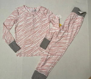 New TREASURE & BOND 2 Piece Pajamas Pink Gray Girl Animal Zebra Print Size 10 - Picture 1 of 7