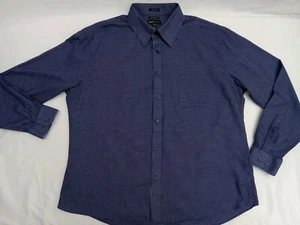 Camisa Neiman Marcus casi nueva para hombre mini lunares azul calce ajustado manga larga abotonada XXL - Imagen 1 de 10