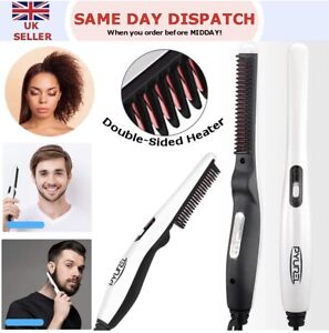 Fast Heated Electric Straight Hair Comb Beard Straightner Brush Styler Men Women