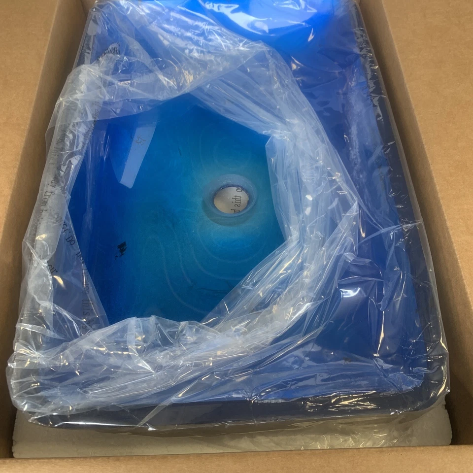 Fregadero de baño Kraus GVR-204-RE-SO azul 21-7/8" vaso de vidrio azul irrupción solamente Foto 1 de 4