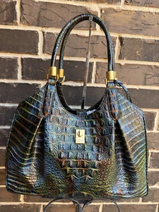 NWT $455 Brahmin Celia Multi Westfield Satchel green brown blue leather - Picture 1 of 5