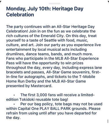 TOKIDOKI Limited Edition Tote Bag 2023 MLB All-Star Game Seattle Play Ball Park Cover