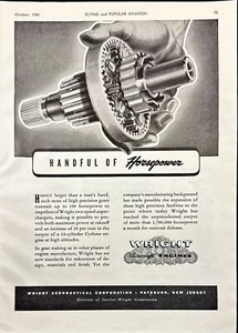 Motores de aviones Wright puñado de caballos de fuerza Paterson NJ anuncio impreso vintage 1941 - Imagen 1 de 6