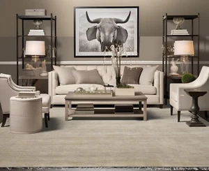 LoomBloom Hand loomed wool Plain Solid Minimalist Area Rug Multisize Mossy Gray