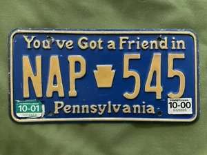 Pennsylvania Car License Plate Blue/Gold VGD NAP 545 2001 Friend Expired Auto - Picture 1 of 2