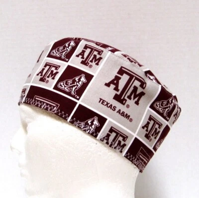 Texas A & M University Mens Scrub Hat, Surgical Cap, Skull Cap, Chemo Hat - Image 1 of 4