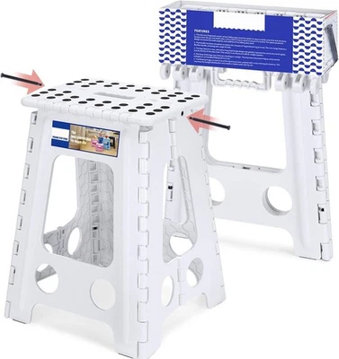 Folding Step Stool Plastic Foldable Stools Upgraded Lock Version 11" 16" 17.5" - Image 1 of 4