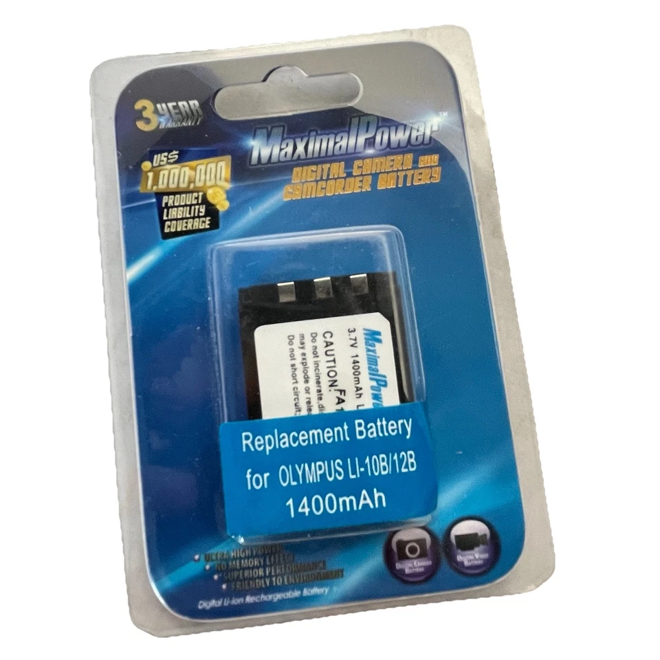 MaximalPower 相机 摄像机 可充电电池 奥林巴斯 LI-10B LI-12B 1400mAh — 第 1/4 张图片