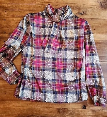 Blusa a Cuadros Satinados Cuello Alto Talla 12 Jonathan Martin Sofisticates De Colección Foto 1 de 4