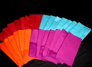 Lot of 28 Cloth Napkins 20x20 Solid Colors 4 Sets Maroon Orange Turquoise Purple - Picture 1 of 11