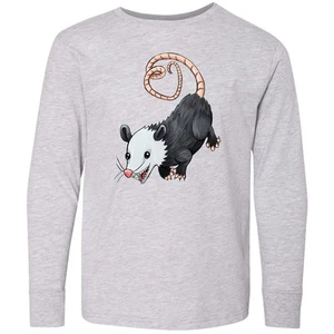 Inktastic Cute Possum And Heart Tail Youth Long Sleeve T-Shirt Animals Marsupial - Picture 1 of 3