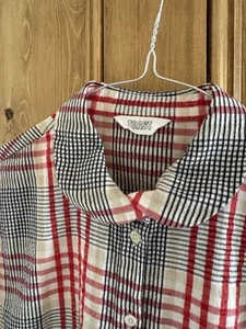 Toast Shirt Size 12 Red Beige Gingham Check Sleeveless Seersucker Blouse- NWOT - Picture 1 of 7