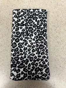 Eyeglass / Sunglass Soft Fabric Case - Black & Gray Cheetah Print on White - Picture 1 of 1