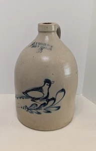 Rare Satterlee & Mory Fort Edwards Ny Antique Cobalt Bird On Branch 14 in 2 Gal - Picture 1 of 10