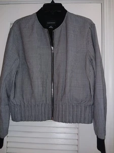 Chaqueta Club Monaco Mezcla Lana Mujer Negra Pata de Gallo Mediana Cremallera Frontal - Imagen 1 de 3