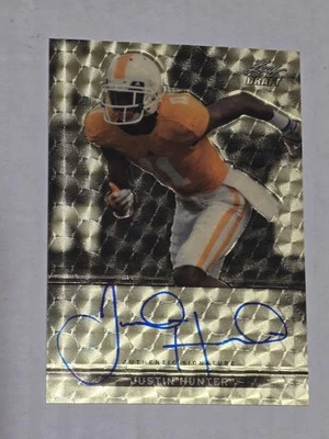 Justin Hunter 2013 Leaf Draft Gold Vinyl Rookie Autograph Card 1/1 - Image 1 of 2