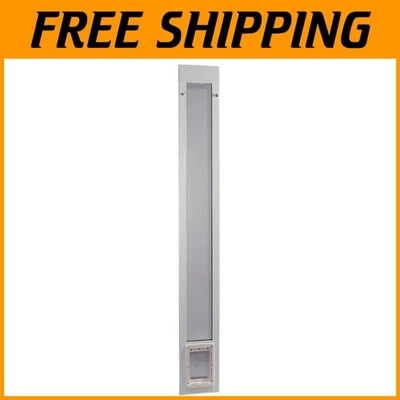 Puerta para mascotas de aluminio duradera de 77-5/8" a 80-3/8" con sello de clima, acabado blanco Foto 1 de 4