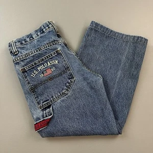 Vintage US Polo Assn Jeans Boys 14 29x22 Blue Denim Carpenter Baggy Skate Y2K - Picture 1 of 15