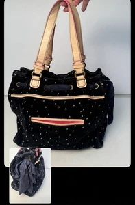 Juicy Couture Y2K Vintage Blue Velvet Polka Dot Bow Top Handle Bag Preppy CHic - Bild 1 von 12