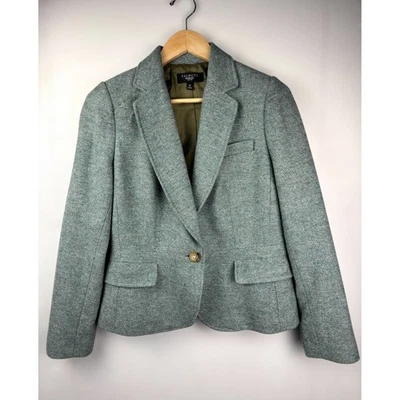 Chaqueta Blazer Talbots Petite Tweed Para Mujer Talla 12P Azul Verde Botón Único Foto 1 de 4
