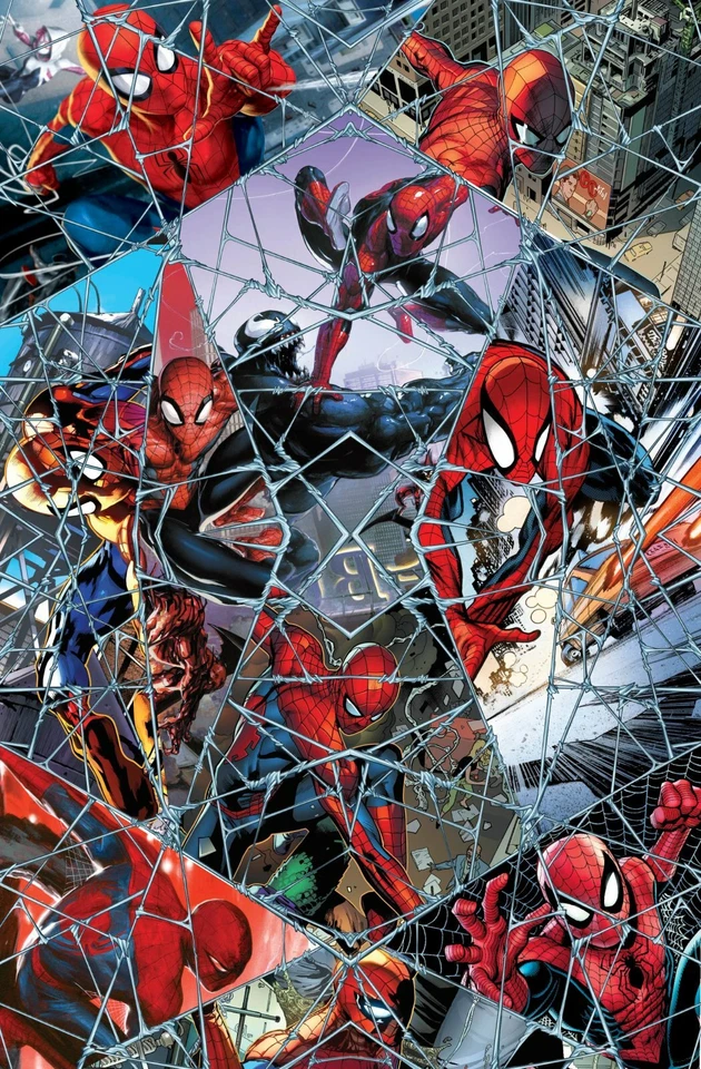 Digital Print Marvel Spiderman Web Mosaic Cotton Fabric by the Yard - Image 1 of 1