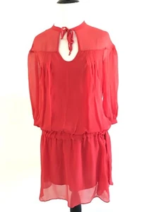 Vestido Diane Von Furstenberg Desma ojo de cerradura talla 2 rojo seda cordón - Imagen 1 de 12
