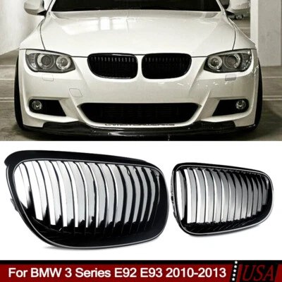 Parrilla de parachoques delantera negra brillante para BMW Serie 3 E92 E93 328i 335i 2010-13 Foto 1 de 4
